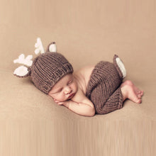 Load image into Gallery viewer, Modern Baby Cap Deer Design Handmade Crochet Deer Costume Set Knitted Hats And Toy For Girls and Boys Kids
