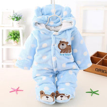 Load image into Gallery viewer, Modern Winter Baby  Bear Animal Costume Hooded Romper Warm Flannel Plush Jumpsuit For Girls and Boys
