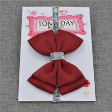 Load image into Gallery viewer, Luxury New Baby Hair Bow Flower Headband Silver Ribbon Hair Band Handmade Hair Accessories Bow for Children
