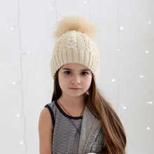 Load image into Gallery viewer, Winter Warm Baby Hat Fur Pompom Knitted Baby Hat Cap Infant Toddler Kids Hat Beanie In Modern Designer Style
