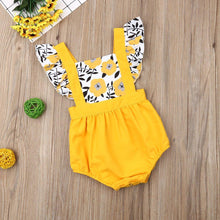 Load image into Gallery viewer, Summer Newborn Baby Girl Clothes Fly Sleeve Sunflower Print Romper Jumpsuit One-Piece Outfit  For Girls
