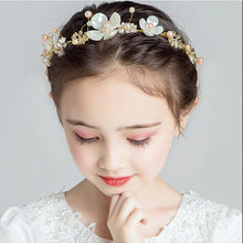 Load image into Gallery viewer, Handamde  Lucury Hair Accessories For Girls Kids Flower Crown Adjustable Flower Headband Pearls Head Wreath For Girls
