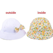 Load image into Gallery viewer, Modern Baby Girls Sun Hat Cotton Baby Hat Kids Child Cap Bowknot Flower Print Bucket Hat Double Sided
