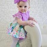 Load image into Gallery viewer, Summer Princess Floral Romper Dress For Baby Girl with Lace Sleeve+Headband For Little Princess
