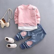 Load image into Gallery viewer, Modern Luxury Classic style Fall Baby Boys and Girls Clothing Set T-shirt Tops Pant Tracksuits Outfits For Kids
