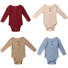 Load image into Gallery viewer, Newborn Infant Baby Girl Boy Ribbed Bodysuit  Ruffle  Long Sleeve One-Pieces Solid Jumpsuit Outfits For Girls
