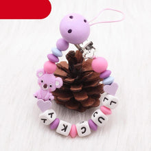 Load image into Gallery viewer, Modern Handmade Personalized Name Baby Pacifier Clips Silicone Pacifier Chain Wood Pacifier Holders For Pacifier For Baby Kids
