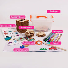 Load image into Gallery viewer, 100Pcs Baby Wooden Drawing Toys Painting Stencil Templates Coloring Board Children Creative Doodles Early Learning Education Toy
