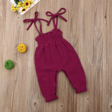 Load image into Gallery viewer, Baby Summer Clothes Sleeveless Strap Pants Solid Overalls Cotton Outfits Jumpsuits/ Romper for Girls

