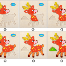 Load image into Gallery viewer, Wooden 3D Stevvex Modern Interesting Baby Learning Puzzles for Children Cartoon Animal Fruit Puzzles Intelligence Kids Children Educational Toy
