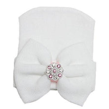 Load image into Gallery viewer, Luxury Modern Diamon Cute Newborn Baby Infant Girl Toddler Comfy Bowknot Hospital Cap Beanie Hat Bow For Baby Kids
