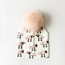 Load image into Gallery viewer, Luxury Modern Unique Toddler Boys and Girls Cartoon Printing Cotton Pompom Cap For Baby Beanie Hat With Pompon For Kids
