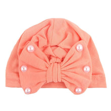 Load image into Gallery viewer, Modern Baby Hats Cute Rabbit Bow Knot with Pearls Baby Girl Hat with Pearls  for Kids In Diamond Luxury Style

