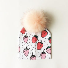 Load image into Gallery viewer, Luxury Modern Unique Toddler Boys and Girls Cartoon Printing Cotton Pompom Cap For Baby Beanie Hat With Pompon For Kids
