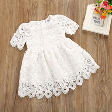 Load image into Gallery viewer, Handmade Classic Baby Girls Dress with Princess Floral Lace And Hollow Out Short Sleve Party Dress For Girls
