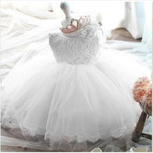 Load image into Gallery viewer, Luxury Modern Designer Baby Girls Flower Gowns Baptism Princess tutu Birthday Dress WIth Big Bow On Back
