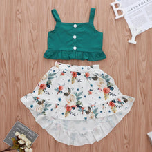 Load image into Gallery viewer, Stilish 2Pcs Baby Girl Toddler Dress For Baby Girl with Ruffle Tops Floral Dress Set In Modern Flower Interetsing Design For Girls Kids

