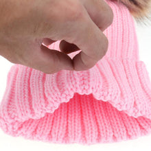 Load image into Gallery viewer, Fashion Parent-child Caps Cute Infant Baby Pom Pom Cap Winter Double Fur Ball Hat Baby Mom Warm Knitted Hat

