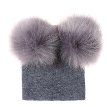 Load image into Gallery viewer, New Trend Baby Winter Hat Knitted Warm Double Fur Pompom Caps Beanies For Girls In Modern Design
