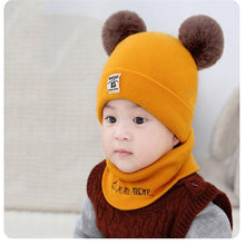 Load image into Gallery viewer, 2 Pieces Baby Beanies Cap and Scarf Set Baby Kid Solid Color Plush Ball Baby Girls Hat And Scarf Set For Boys and Girls Kids In Modern Design
