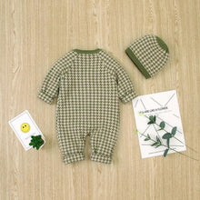 Load image into Gallery viewer, Knitted Newborn Baby Clothes Cotton Baby Romper With Plaid Hat Infant Toddler Jumpsuit For Girls And Boys
