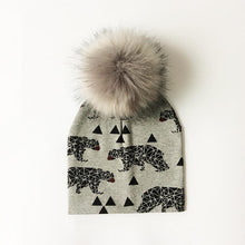 Load image into Gallery viewer, Luxury Modern Unique Toddler Boys and Girls Cartoon Printing Cotton Pompom Cap For Baby Beanie Hat With Pompon For Kids
