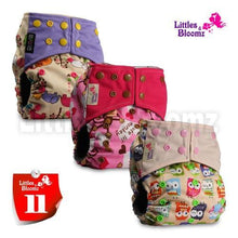 Load image into Gallery viewer, Modern Luxury Printed Washable Real Cloth Pocket Nappy,3 nappies/diapers Set For Girls and Boys Baby In Elegant Style
