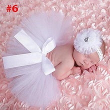 Load image into Gallery viewer, Luxury Modern Elegant Baby Girl Tulle Tutu Skirt and Flower Headband Set Newborn Dress With Big Bow And With Headband
