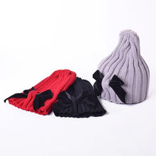 Load image into Gallery viewer, Modern Trend Big Bows Knitted Baby Girl Hat Cap Warm Kids baby winter Hat For Girls
