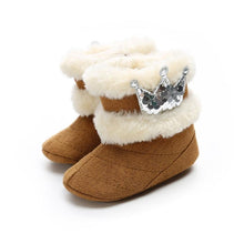 Load image into Gallery viewer, Newborn Infant Baby Girls Winter Warm Crown Fur Mid-Calf Length Slip-On Furry Boots 0-18M
