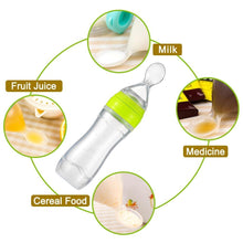 Load image into Gallery viewer, Baby Bottle Leak-proof Food Dispensing Spoon Juice Cereal Feeding Bottle Spoon Food Supplement Bottles For Kids In Modern Design

