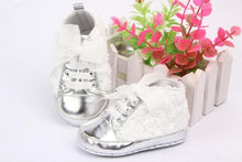 Load image into Gallery viewer, Baby Girl PU Leather Shoes Non-slip Lace Floral Embroidered Soft Shoes Toddler Kids Shoes
