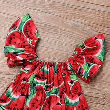 Load image into Gallery viewer, 2PCS Newborn Baby Girl Watermelon Summer  Cute Bodysuit Jumpsuit Outfit WIth Bow For Girls
