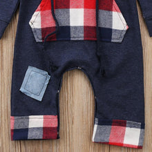 Load image into Gallery viewer, New Fashion Elegant Modern Autmn Romperfor For Newborn Infant Kids Baby Boys and Grid Romper Jumpsuit Hooded In Trendy Style
