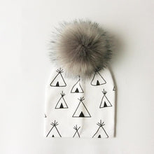 Load image into Gallery viewer, Luxury Modern Unique Toddler Boys and Girls Cartoon Printing Cotton Pompom Cap For Baby Beanie Hat With Pompon For Kids
