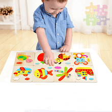 Load image into Gallery viewer, Wooden 3D Stevvex Modern Interesting Baby Learning Puzzles for Children Cartoon Animal Fruit Puzzles Intelligence Kids Children Educational Toy
