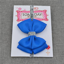 Load image into Gallery viewer, Luxury New Baby Hair Bow Flower Headband Silver Ribbon Hair Band Handmade Hair Accessories Bow for Children
