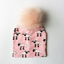 Load image into Gallery viewer, Luxury Modern Unique Toddler Boys and Girls Cartoon Printing Cotton Pompom Cap For Baby Beanie Hat With Pompon For Kids
