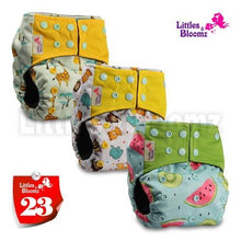 Load image into Gallery viewer, Modern Luxury Printed Washable Real Cloth Pocket Nappy,3 nappies/diapers Set For Girls and Boys Baby In Elegant Style
