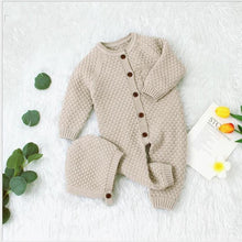Load image into Gallery viewer, Handmade Girls Romper Knitted Newborn Baby Clothes Romper With Hat Infant Toddler Jumpsuit For Boys And Girls Warm Jumpsuit For Winter
