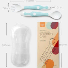 Load image into Gallery viewer, 2Pcs Bendable Baby Spoon Fork Set Toddler Infant Learning Tableware Flatware Utensils Kids Cutlery With Storage Box
