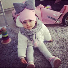 Load image into Gallery viewer, Modern Luxury Toddler Kids Children's Hat Cap With Dots Baby Cotton Colorful Big Large Bow And Scarf fork Kids
