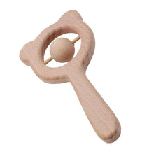 Load image into Gallery viewer, Modern Wooden Rattle Beech Bear Hand Teething Wooden Ring Baby Rattles Play Educational Toys For Kids
