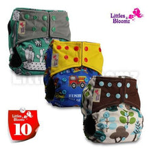 Load image into Gallery viewer, Modern Luxury Printed Washable Real Cloth Pocket Nappy,3 nappies/diapers Set For Girls and Boys Baby In Elegant Style
