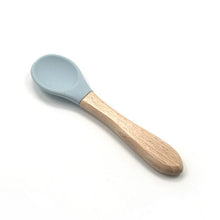 Load image into Gallery viewer, 2PCS  Bamboo Training Spoons Organic Soft Baby Feeding Silicone Tip Spoon Scoop Easy Grip Handle Toddlers Infant Gifts For Parents And Baby Boys Or Girls
