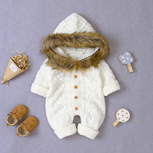 Load image into Gallery viewer, Modern elegant Baby Warm Coat For Newborn Baby Hooded Knit Romper Baby Jumpsuit outfit In Modern Design
