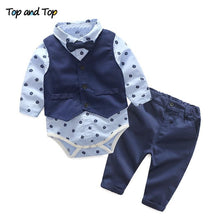 Load image into Gallery viewer, Luxury Modern Outfit Autumn Fashion Baby Boys Gentleman Bow Tie Rompers Pants Suit Baby Set For Celebrations
