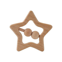 Load image into Gallery viewer, Modern Wooden Rattle Beech Bear Hand Teething Wooden Ring Baby Rattles Play Educational Toys For Kids
