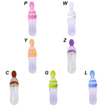 Load image into Gallery viewer, Silicone Baby Bottle With Spoon Food Supplement Bottles Squeeze Spoon Milk Feeding Bottle Cup For Baby and Kids

