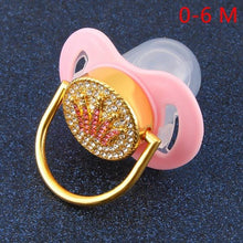 Load image into Gallery viewer, Modern Diamond Luxury Pink Crown Rhinestones Baby Pacifier Lollipop Elegant Infant Baby Shower Gift For Kids
